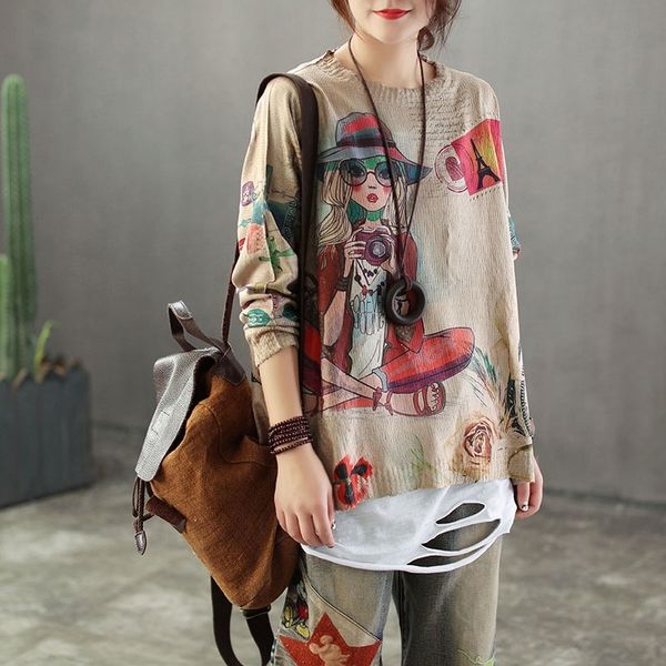 retro women loose knitting sweater spring autumn femme pull o-neck print pattern casual female pullovers knitwear y200720, White;black
retro women loose knitting sweater spring autumn femme pull o-neck print pattern casual female pullovers knitwear y200720, White;black