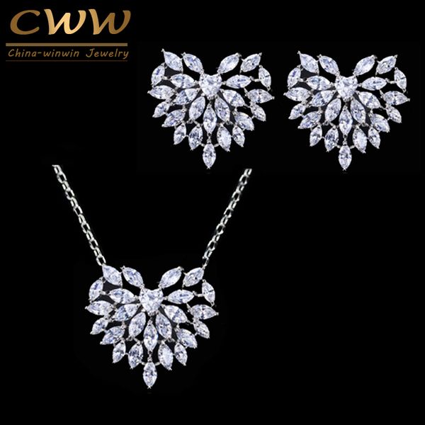 cwwzircons cute romantic heart shape cubic zirconia earring necklace set fashion jewelry for women valentines day gift t066 201222, Slivery;crystal
cwwzircons cute romantic heart shape cubic zirconia earring necklace set fashion jewelry for women valentines day gift t066 201222, Slivery;crystal