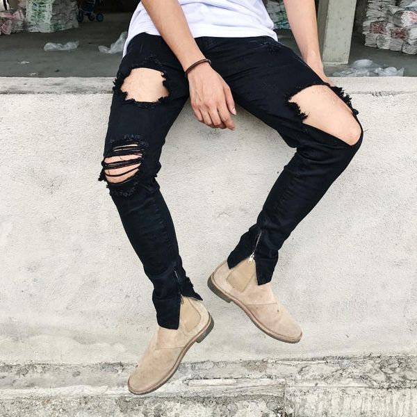 men's male fashion trousers female american stretch ripped jeans slim feet zipper high street beggar pants pencil men kg-590, Blue
men's male fashion trousers female american stretch ripped jeans slim feet zipper high street beggar pants pencil men kg-590, Blue