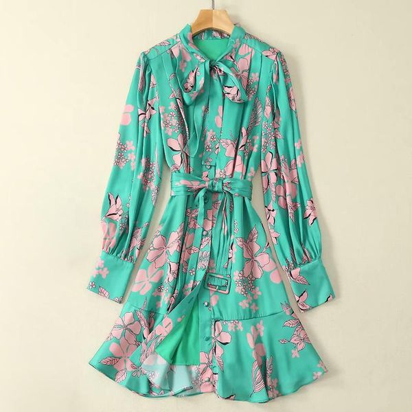 casual dresses 2021 baroque designer dress women's bow collar long sleeve sashes floral print shirt, Black;gray
casual dresses 2021 baroque designer dress women's bow collar long sleeve sashes floral print shirt, Black;gray