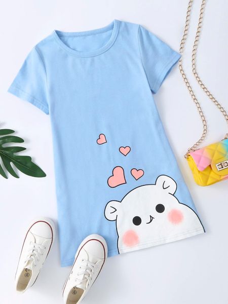 toddler girls cartoon and heart print tee dress she, Red;yellow
toddler girls cartoon and heart print tee dress she, Red;yellow