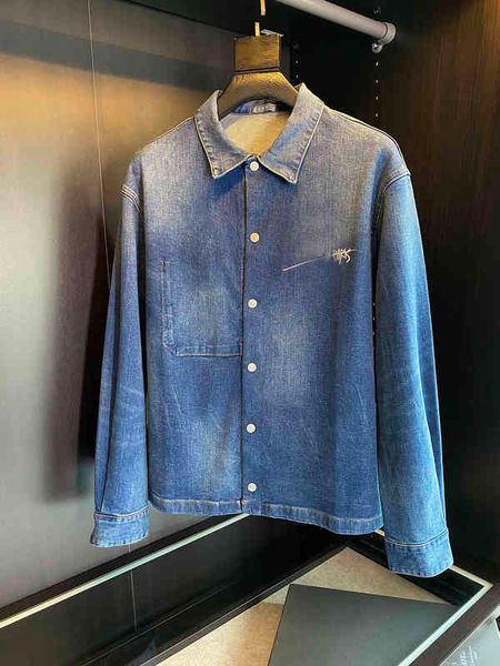 and autumn spring fashion men's denim jacket designer embroidered lapel comfortable soft fabric luxury mens casual shirt, Black;brown
and autumn spring fashion men's denim jacket designer embroidered lapel comfortable soft fabric luxury mens casual shirt, Black;brown