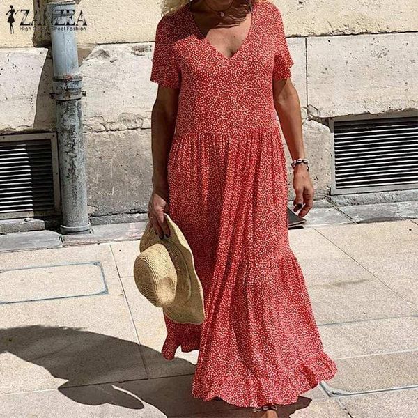 summer v neck short sleeve polka printed dress zanzea 2020 women's bohemian maxi sundress casual female robe ruffle vestidos 5xl1, Black;gray
summer v neck short sleeve polka printed dress zanzea 2020 women's bohemian maxi sundress casual female robe ruffle vestidos 5xl1, Black;gray
