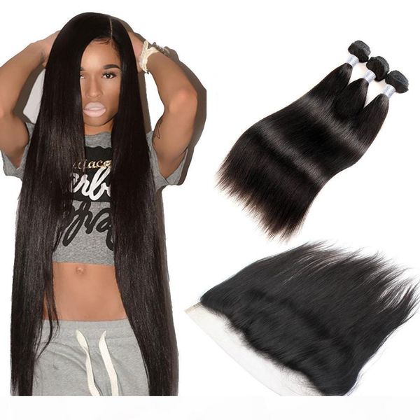 virgin brazilian straight hair bundles with lace frontal closure 1b remy peruvian human hair weave with closure frontal hair piece part, Black
virgin brazilian straight hair bundles with lace frontal closure 1b remy peruvian human hair weave with closure frontal hair piece part, Black