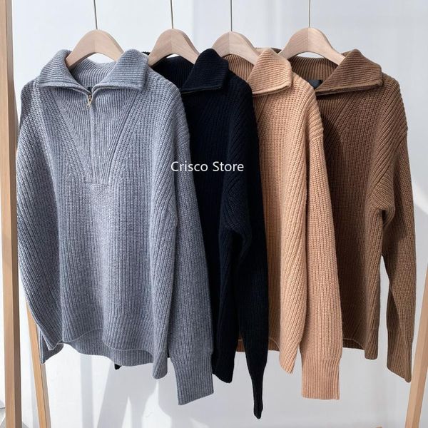 100% cashmere sweater women knit pullovers high collar with zipper drop shoulder oversized sweaters, White;black
100% cashmere sweater women knit pullovers high collar with zipper drop shoulder oversized sweaters, White;black