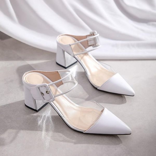 dress shoes kmeioo sheepskin pointed toe pumps transparent mule sandals buckle mules women slides chunky heels, Black
dress shoes kmeioo sheepskin pointed toe pumps transparent mule sandals buckle mules women slides chunky heels, Black