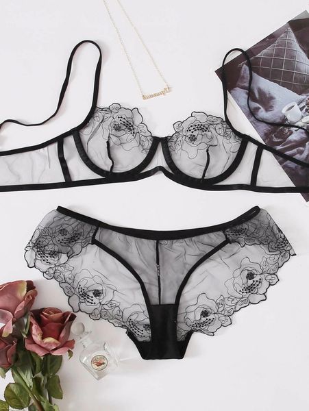 lace floral embroidery women bra string see through underwear set transparent lingerie, Red;black
lace floral embroidery women bra string see through underwear set transparent lingerie, Red;black