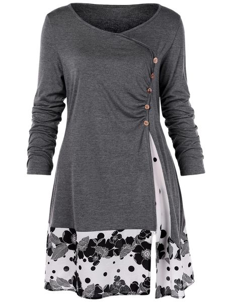 plus size 5xl draped floral long tunic shirts long sleeve o-neck buttons embellished women tshirt casual autumn tee, White
plus size 5xl draped floral long tunic shirts long sleeve o-neck buttons embellished women tshirt casual autumn tee, White