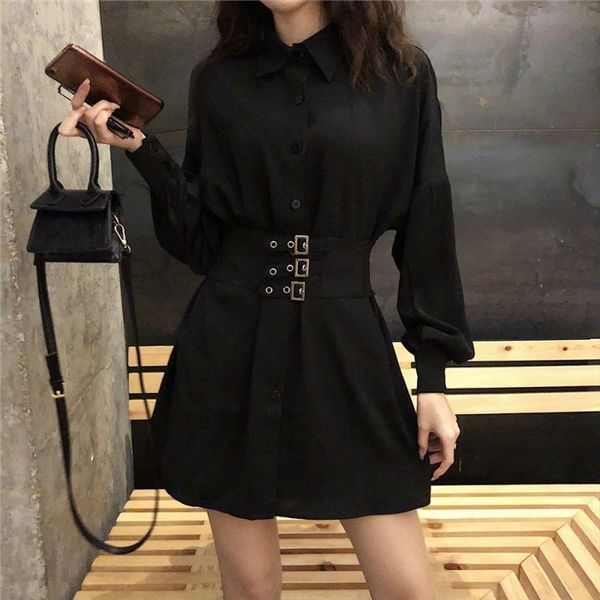 2020 new spring autumn short black shirt skater a linedress party for women metal buckle the waist dresses clothes gothic, Black;gray
2020 new spring autumn short black shirt skater a linedress party for women metal buckle the waist dresses clothes gothic, Black;gray