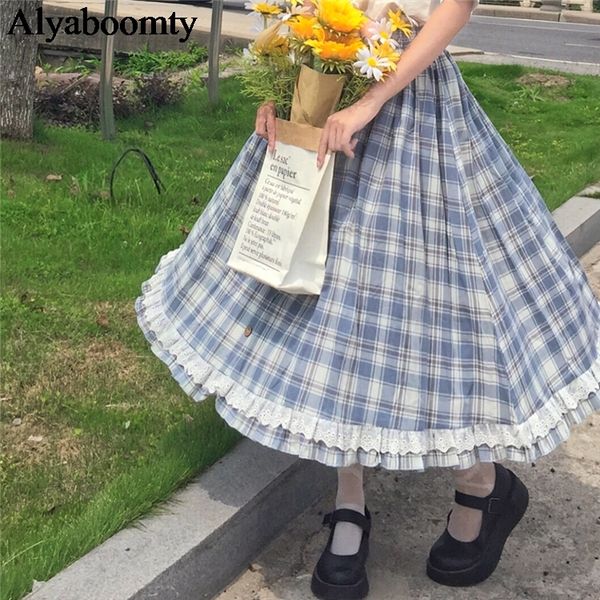 japanese lolita style summer women skirt high waist vintage plaid buttons skirt elegant ruffles cute kawaii midi preppy skirts q1209, Black
japanese lolita style summer women skirt high waist vintage plaid buttons skirt elegant ruffles cute kawaii midi preppy skirts q1209, Black