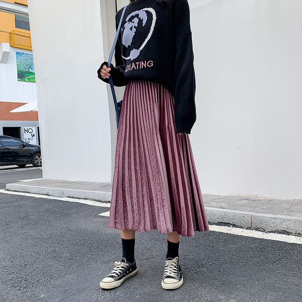 2021 new autumn winter skirt of velvet thin balance skirts plied metal to line high waist medium length rof3, Black
2021 new autumn winter skirt of velvet thin balance skirts plied metal to line high waist medium length rof3, Black