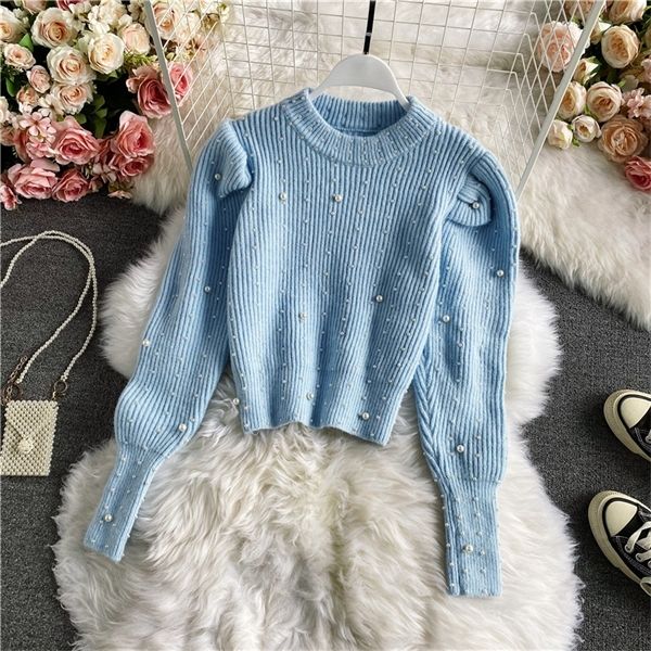 sweater autumn and winter pullover bead long sleeve knitwear fashion round neck puff sleeve elegant women's clothing h1211, White;black
sweater autumn and winter pullover bead long sleeve knitwear fashion round neck puff sleeve elegant women's clothing h1211, White;black