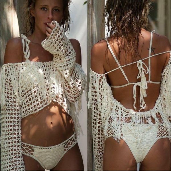 white hook hand crochet women closure cover up bikini beach borlas swimwear swimsuit pareo summer type beach, White;black
white hook hand crochet women closure cover up bikini beach borlas swimwear swimsuit pareo summer type beach, White;black
