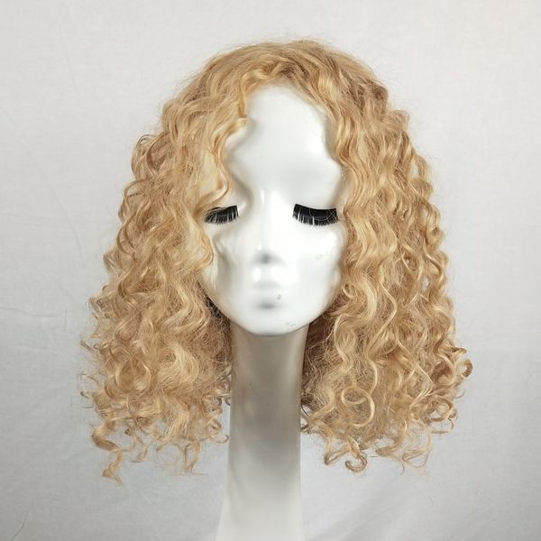 16 inch blonde afro kinky curly synthetic wigs hightemperature fiber wig perruques de cheveux humains xp9763, Black
16 inch blonde afro kinky curly synthetic wigs hightemperature fiber wig perruques de cheveux humains xp9763, Black