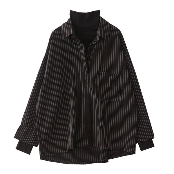 2021 new false two pieces set high collar woman dark shirt from vintage to fall 1go8, White
2021 new false two pieces set high collar woman dark shirt from vintage to fall 1go8, White