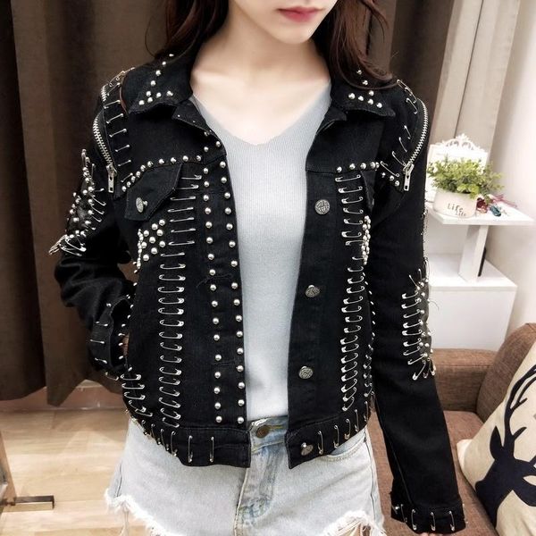 2020 fall new arrive heavy rivet pin metal punk rock jacket cowboy jeans women back zipper demin loose coat college students, Black;brown
2020 fall new arrive heavy rivet pin metal punk rock jacket cowboy jeans women back zipper demin loose coat college students, Black;brown