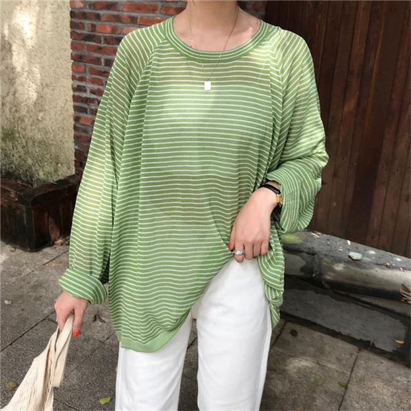 sunscreen light all match 2019 new striped thin fashion summer knitted women loose casual full sleeved t shirts drop shipping, White
sunscreen light all match 2019 new striped thin fashion summer knitted women loose casual full sleeved t shirts drop shipping, White