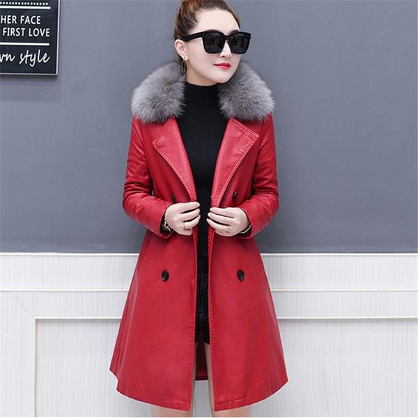 long section leather jacket female 2020 winter fashion new fur collar long sleeve plus velvet thick warm leather jacket tide, Black
long section leather jacket female 2020 winter fashion new fur collar long sleeve plus velvet thick warm leather jacket tide, Black