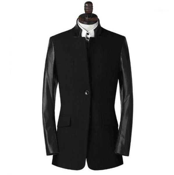 winter new brand mens stand collar single breasted black business casual fashion jacket men woolen stitching leather suit coat1, Black;brown
winter new brand mens stand collar single breasted black business casual fashion jacket men woolen stitching leather suit coat1, Black;brown