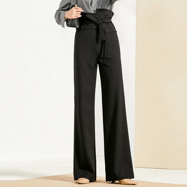 women 2021 new waist bowknot belt wide leg straight suit pants high street clothes d7ws, Black;white
women 2021 new waist bowknot belt wide leg straight suit pants high street clothes d7ws, Black;white