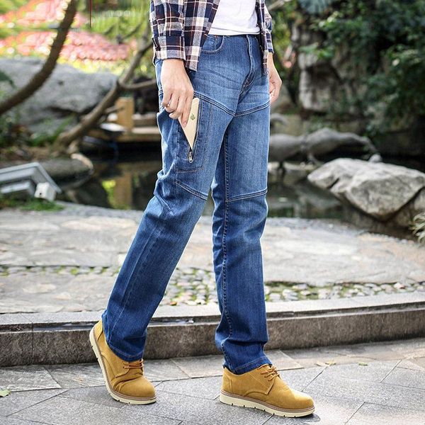autumn new men's jeans multi-pocket stitching tooling pants zipper loose straight thin section stretch large size pants, Blue
autumn new men's jeans multi-pocket stitching tooling pants zipper loose straight thin section stretch large size pants, Blue