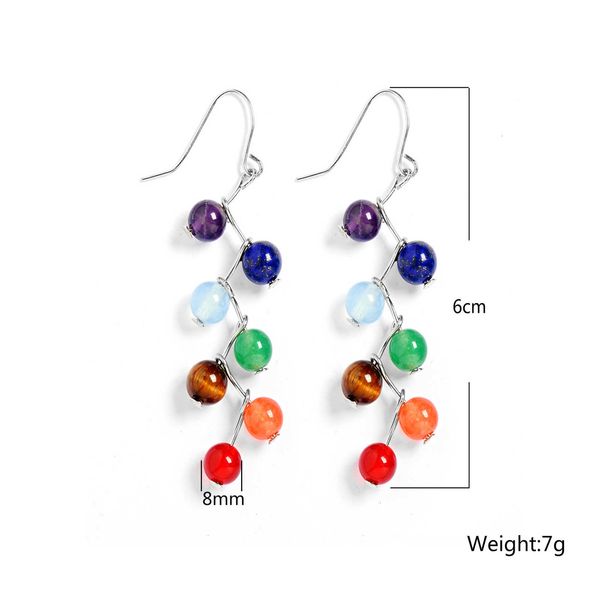 7 round rainbow fashion natural healing chakra stone for women vintage yoga bead jewelry long drop colorful dangle earrings boho, Golden;silver
7 round rainbow fashion natural healing chakra stone for women vintage yoga bead jewelry long drop colorful dangle earrings boho, Golden;silver