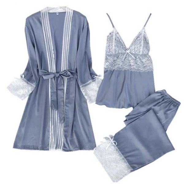 women 3pcs pajamas set satin sleepwear intimate lingerie lace patchwork kimono bathrobe gown strap pants nightwear, Black;red
women 3pcs pajamas set satin sleepwear intimate lingerie lace patchwork kimono bathrobe gown strap pants nightwear, Black;red