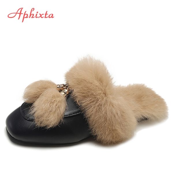 aphixta real fur slippers shoes woman mules women's furry slippers winter warm women shoes fashion slippers rabbit hair 201215, Black
aphixta real fur slippers shoes woman mules women's furry slippers winter warm women shoes fashion slippers rabbit hair 201215, Black