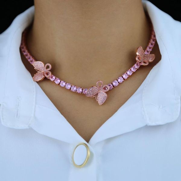 chains 2021 iced out bling women jewelry rose pink color 5a cubic zirconia 5mm cz tennis chain butterfly charm choker necklace, Silver
chains 2021 iced out bling women jewelry rose pink color 5a cubic zirconia 5mm cz tennis chain butterfly charm choker necklace, Silver