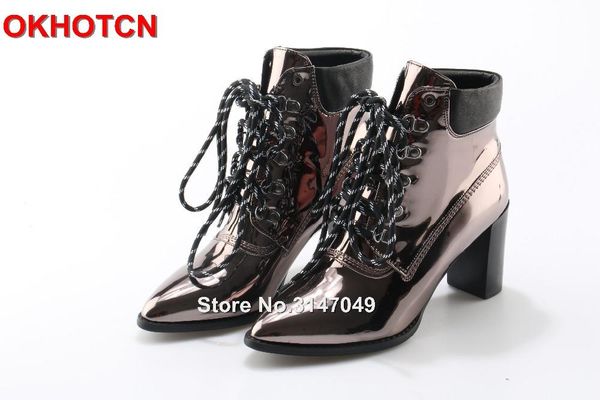 rose gold patent leather women ankle boots chunky thick high heel party shoes for ladies brand autumn shoes woman 2020, Black
rose gold patent leather women ankle boots chunky thick high heel party shoes for ladies brand autumn shoes woman 2020, Black