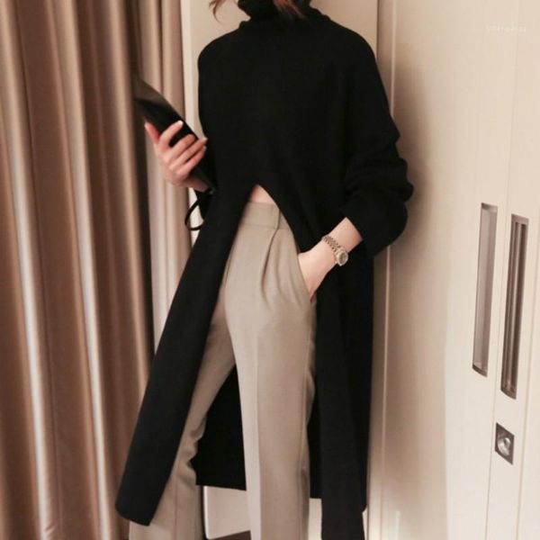 split black sweater women long-sleeved high-neck knitted pullover women's clothes 2020 korean winter new1, White;black
split black sweater women long-sleeved high-neck knitted pullover women's clothes 2020 korean winter new1, White;black