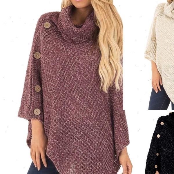 winter womens knit turtle neck poncho with casual button irregular hem pullover sweaters acrylic fibres women sweaters, White;black
winter womens knit turtle neck poncho with casual button irregular hem pullover sweaters acrylic fibres women sweaters, White;black