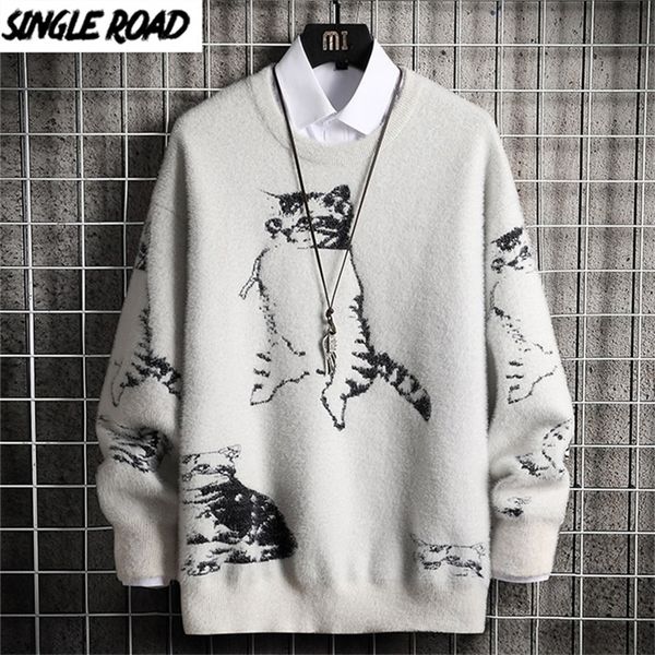 singleroad oversized mens knitted winter cat sweaters pullover jumper hip hop harajuku korean white sweater men 201214, White;black
singleroad oversized mens knitted winter cat sweaters pullover jumper hip hop harajuku korean white sweater men 201214, White;black