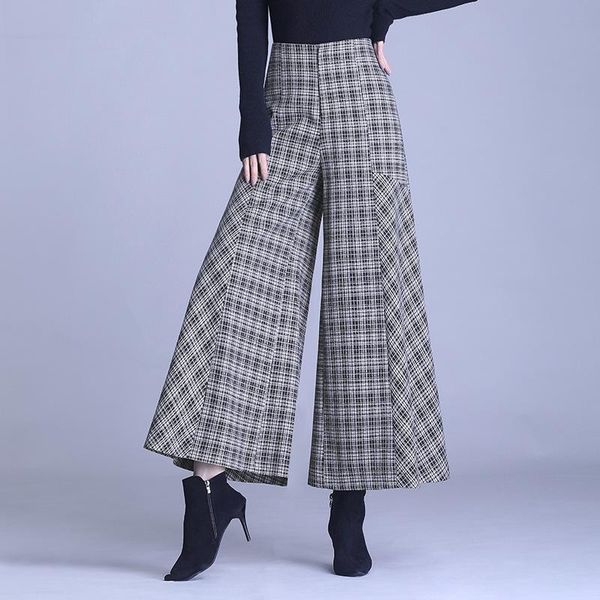 women's pants & capris winter women high waist loose casual wide leg skirts office lady elegant plus size plaid flare bell-bottom trous, Black;white
women's pants & capris winter women high waist loose casual wide leg skirts office lady elegant plus size plaid flare bell-bottom trous, Black;white