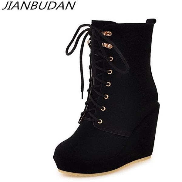 boots jianbudan platform wedge ankle women's high heel autumn lace-up fashion shoes 34-43 size, Black
boots jianbudan platform wedge ankle women's high heel autumn lace-up fashion shoes 34-43 size, Black