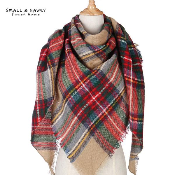 200*140*140cm autumn and winter fashion all-match scarf women imitation cashmere classic lattice triangle warm shawl wholesale, Blue;gray 
200*140*140cm autumn and winter fashion all-match scarf women imitation cashmere classic lattice triangle warm shawl wholesale, Blue;gray