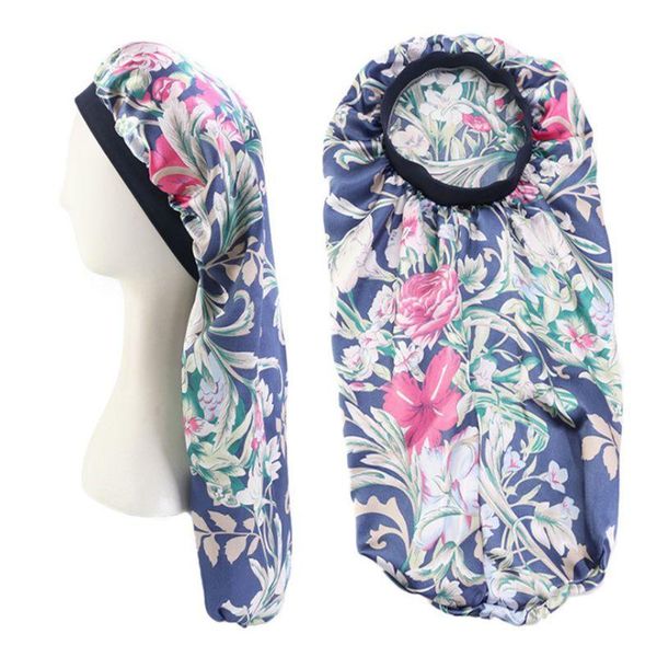 women extra long satin bonnet sleep cap colorful floral elastic band silky night hat for curly braids dreadlocks hair, Blue;gray
women extra long satin bonnet sleep cap colorful floral elastic band silky night hat for curly braids dreadlocks hair, Blue;gray