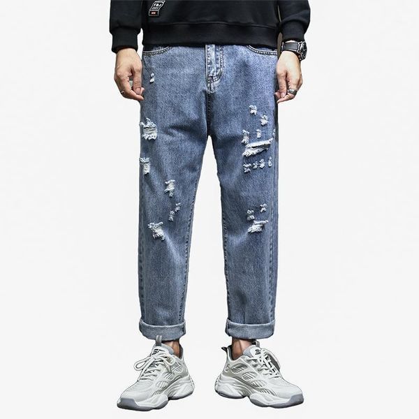mens jeans pants wide leg relax straight cut loosen blue distressed hollow out frayed streetwear punk style ankle-length pants1
mens jeans pants wide leg relax straight cut loosen blue distressed hollow out frayed streetwear punk style ankle-length pants1
