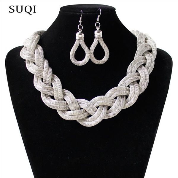 suqi fashion luxurious necklace bijoux chokers necklaces for women's bohemian hand-woven rope necklace set chain jewelry, Silver
suqi fashion luxurious necklace bijoux chokers necklaces for women's bohemian hand-woven rope necklace set chain jewelry, Silver