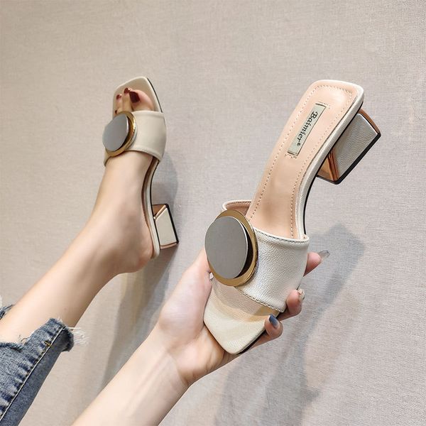 luxury summer women mules slippers trend round buckle high heels ladies pumps chic party wedding office women shoes, Black
luxury summer women mules slippers trend round buckle high heels ladies pumps chic party wedding office women shoes, Black