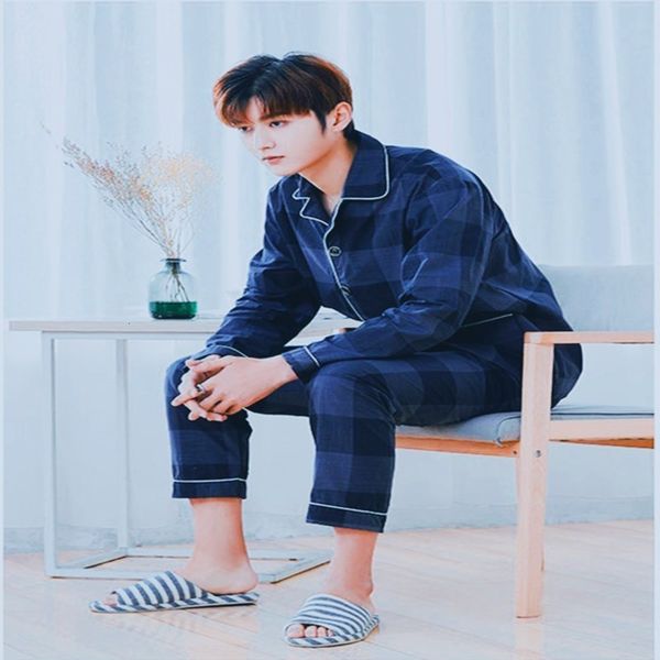 and winter men's casual suit autumn cotton plaid pajamas home wear sports couple set lapel long sleeve coat, Gray
and winter men's casual suit autumn cotton plaid pajamas home wear sports couple set lapel long sleeve coat, Gray