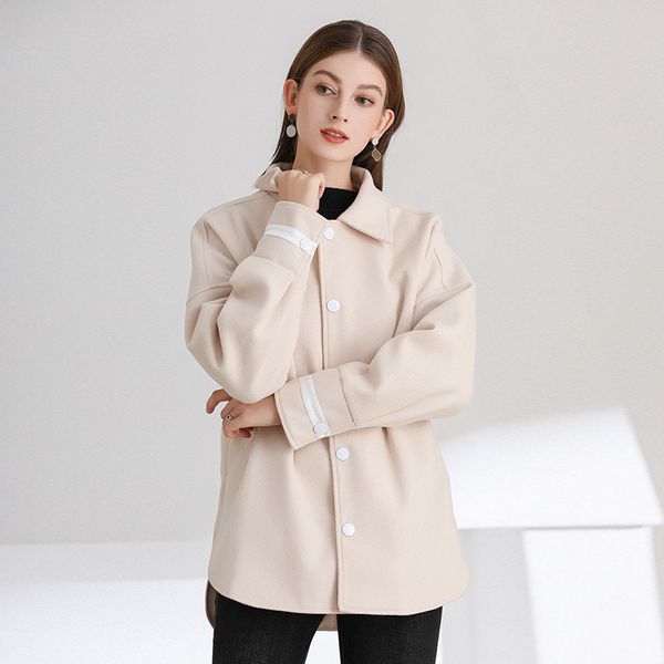 new autumn and winter 2021 pure color fashion loose-fitting woolen temperament irregular commute medium long women's coat, Black
new autumn and winter 2021 pure color fashion loose-fitting woolen temperament irregular commute medium long women's coat, Black