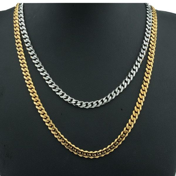 1 piece 5mm men's women 316l stainless steel link chains yellow/ silver color curb cuban necklaces 18inch -36inch long jewelry
1 piece 5mm men's women 316l stainless steel link chains yellow/ silver color curb cuban necklaces 18inch -36inch long jewelry