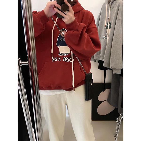 hoodies korea dongdamen 2022 spring ins lazy wind hooded animation printed plush long sleeved women's sweater, Black
hoodies korea dongdamen 2022 spring ins lazy wind hooded animation printed plush long sleeved women's sweater, Black