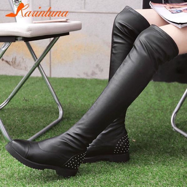 boots shoes women fashionable round toe rivet over-the-knee solid low heels thigh ladies booties, Black
boots shoes women fashionable round toe rivet over-the-knee solid low heels thigh ladies booties, Black