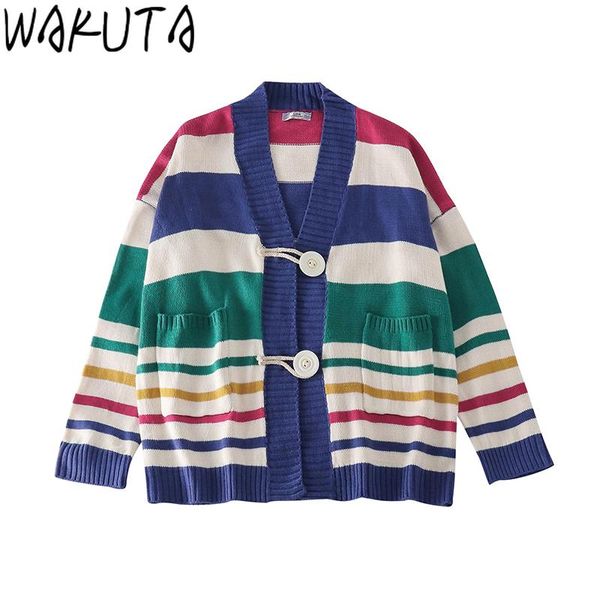 women's knits & tees wakuta striped cardigan women 2021 fall winter japan style vintage buckle pockets v neck chic oversized outwear l, White
women's knits & tees wakuta striped cardigan women 2021 fall winter japan style vintage buckle pockets v neck chic oversized outwear l, White