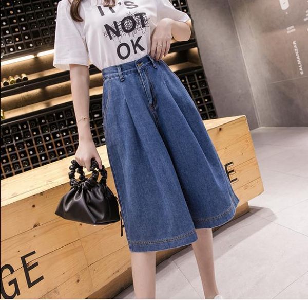women's shorts streetwear wide leg denim skirt women loose straight high waist short feminino plus size midi ladies jeans j3151, White;black
women's shorts streetwear wide leg denim skirt women loose straight high waist short feminino plus size midi ladies jeans j3151, White;black