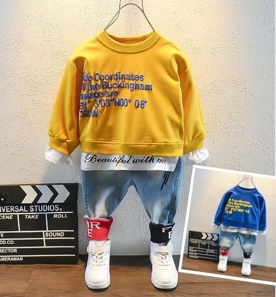 spring toddler kids baby boy letter stitching t-shirt + jeans pants outfits clothes set children's suit 2-6year, White
spring toddler kids baby boy letter stitching t-shirt + jeans pants outfits clothes set children's suit 2-6year, White