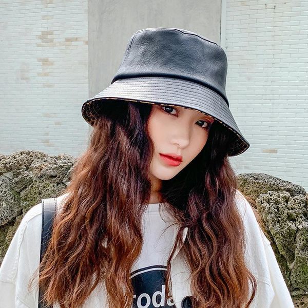 all-match fashion autumn and winter pu leather retro solid color fisherman hat female leopard net red flat basin hat tide ins, Blue;gray
all-match fashion autumn and winter pu leather retro solid color fisherman hat female leopard net red flat basin hat tide ins, Blue;gray