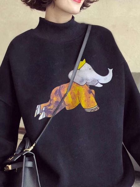 new of half high collar with plush thickening, fashion loose style for women's sweater in autumn and winter 2020, Black
new of half high collar with plush thickening, fashion loose style for women's sweater in autumn and winter 2020, Black